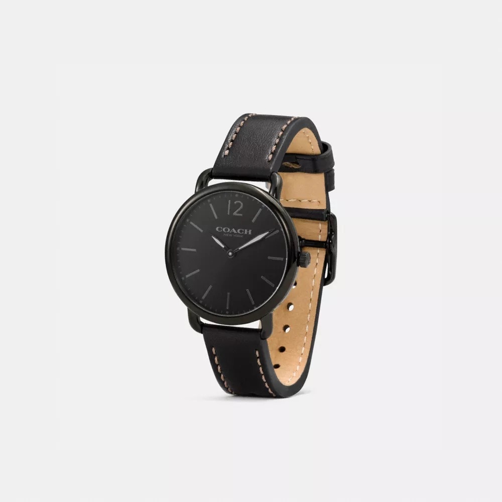 Coach Delancey Black Leather Men's Watch